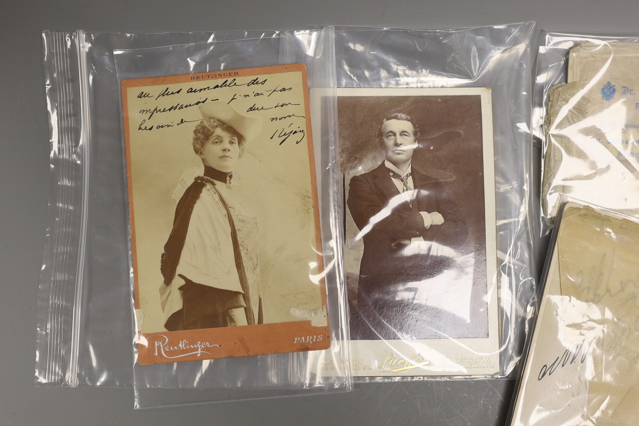 Enrico Caruso, Carte de Visite, signed. Others for Sir Charles Wyndham, Herbert Beerbohm Tree and Julia Nelson (2) and one unknown